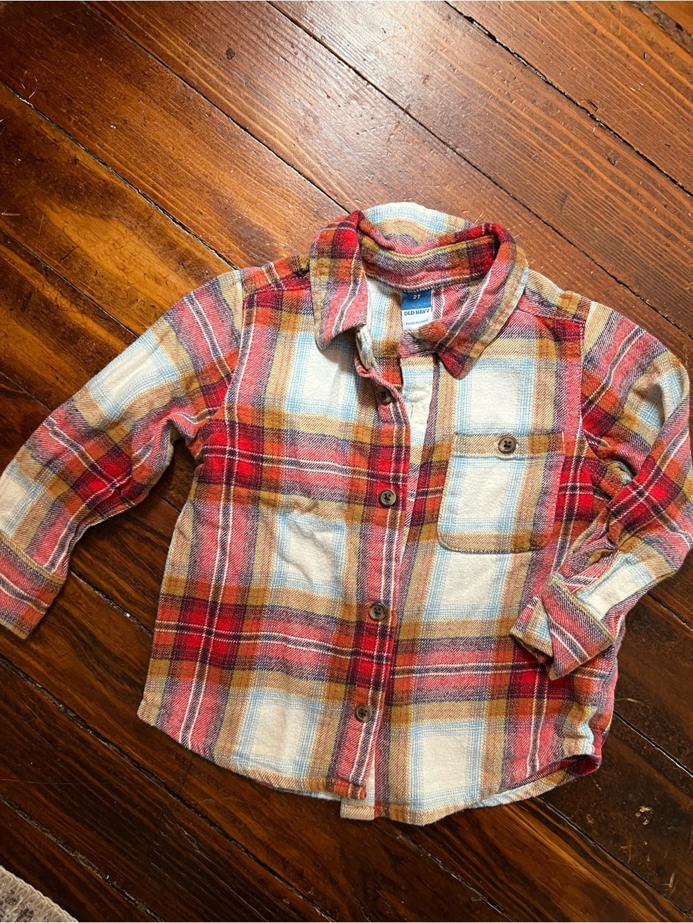 Old Navy Kids Plaid Button-Down Shirt - Red, Cream & Tan